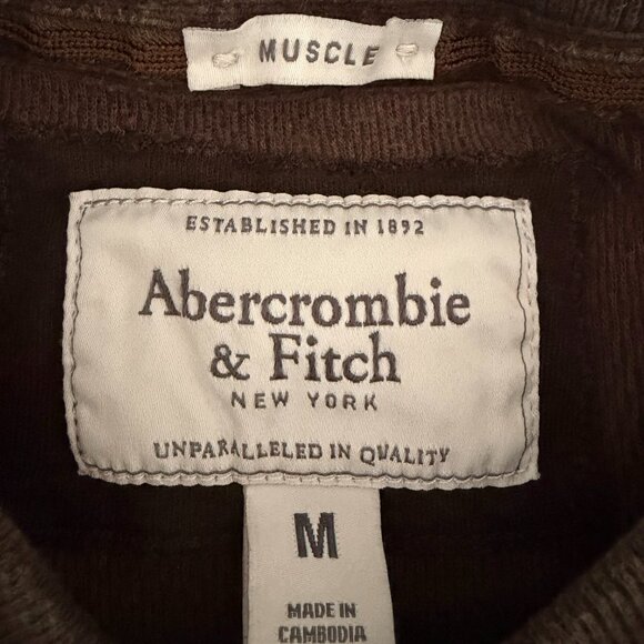 Abercrombie & Fitch Y2K Sweatshirt Mens M Brown Muscle New York Logo Casual - Picture 5 of 6